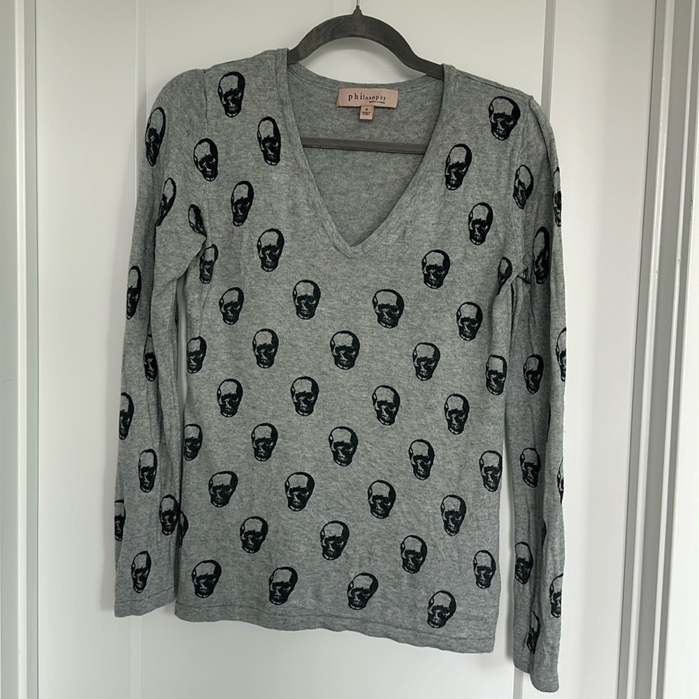 Philosophy skull sweater small